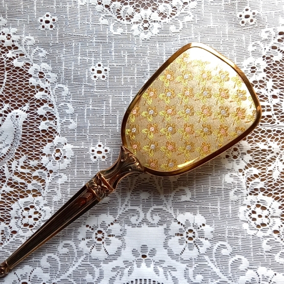 Vintage Ladies Grooming gold finish hair brush - Picture 1 of 7